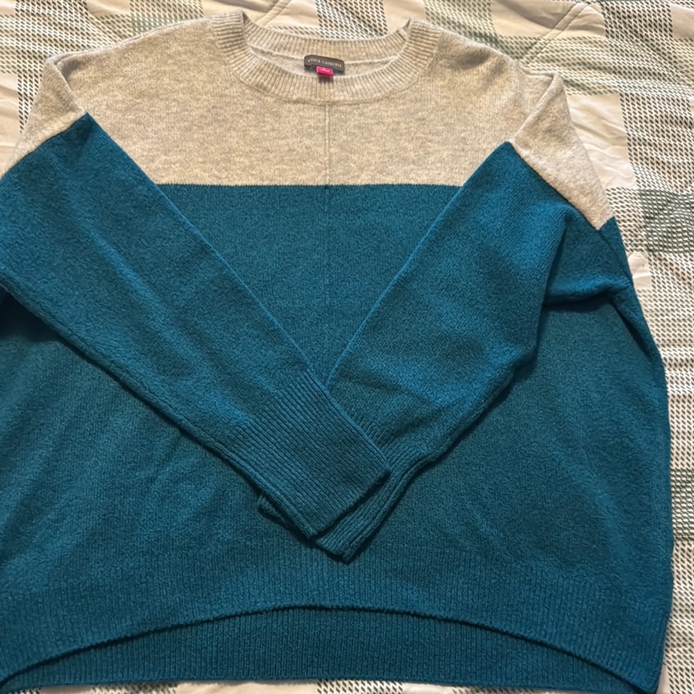 Gray and Teal Colorblock Sweater